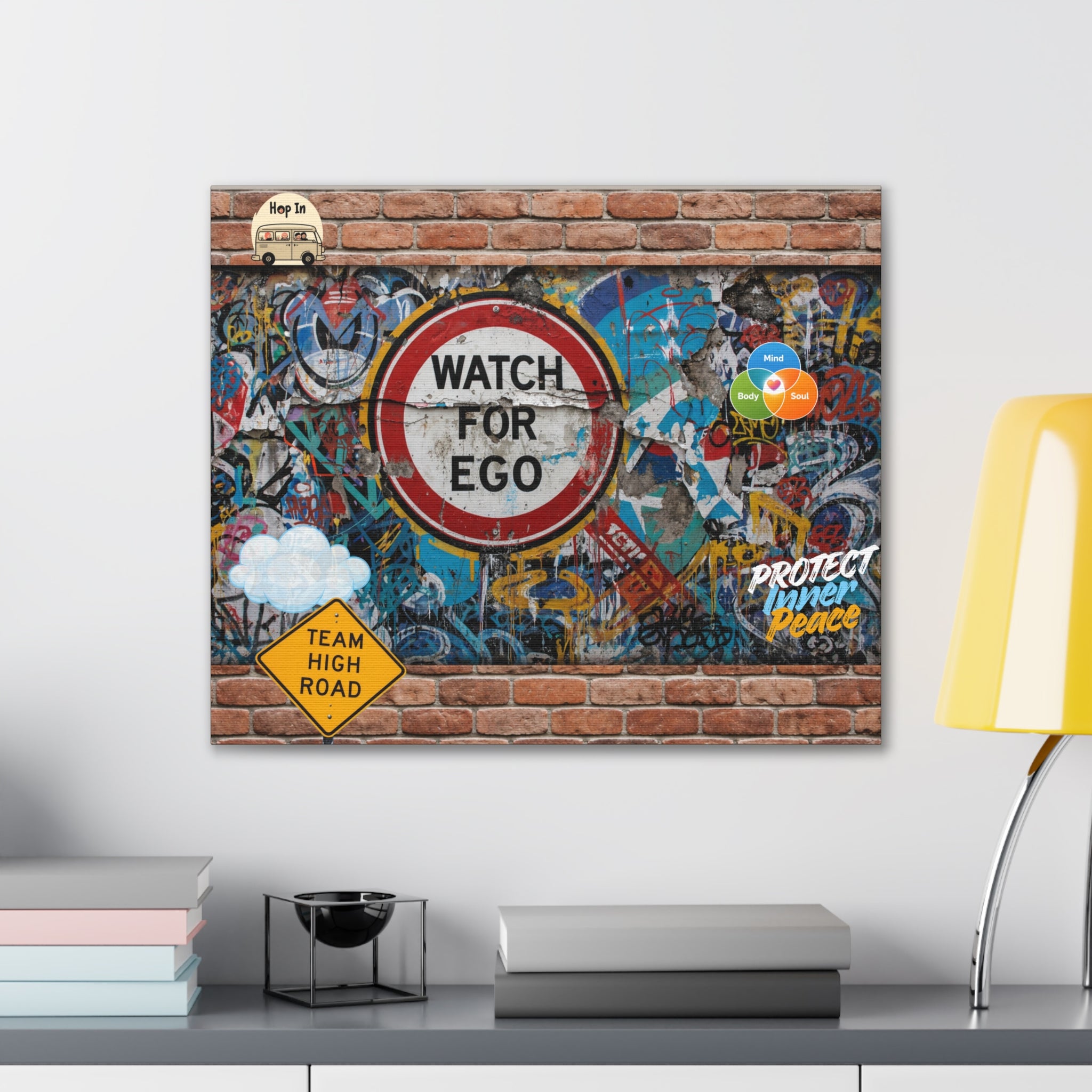 Graffiti Street Art Canvas — "Watch For Ego" Inspirational Wall Art
