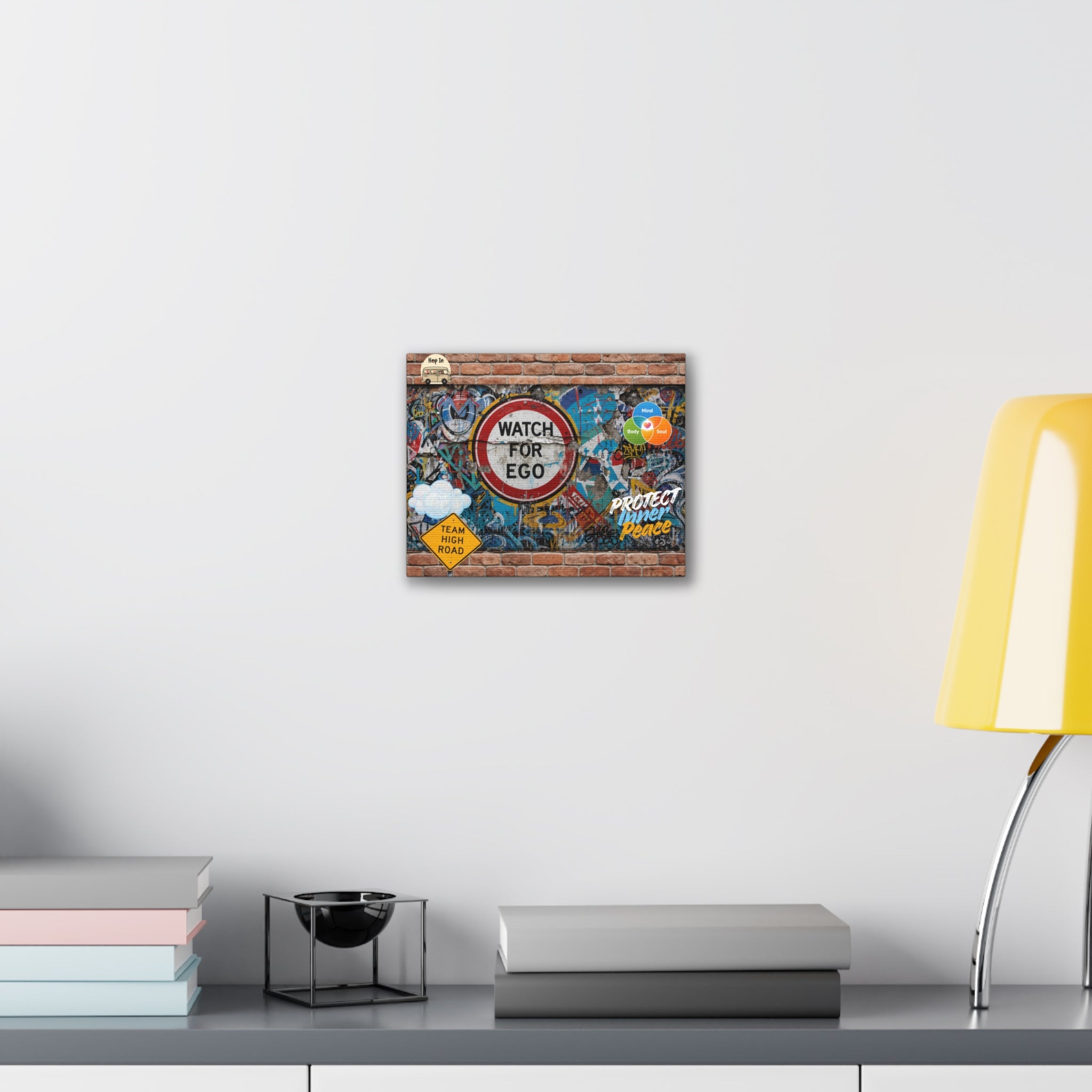 Graffiti Street Art Canvas — "Watch For Ego" Inspirational Wall Art
