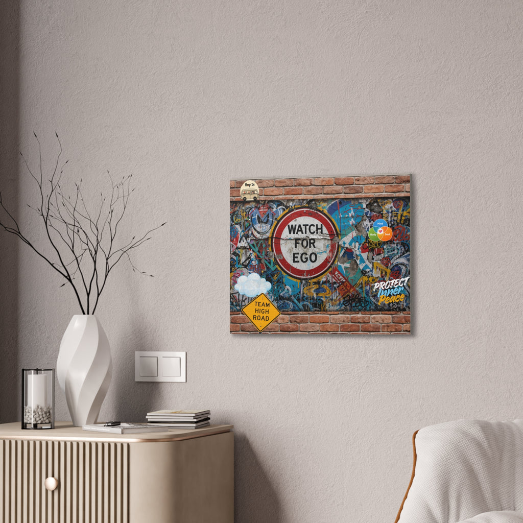 Graffiti Street Art Canvas — "Watch For Ego" Inspirational Wall Art