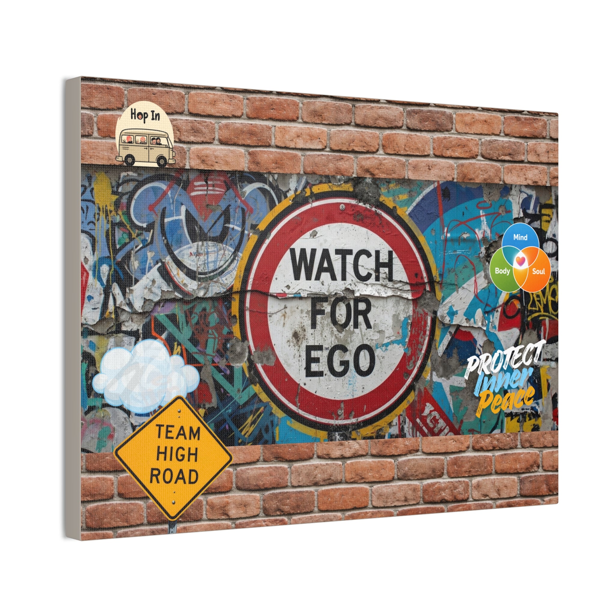 Graffiti Street Art Canvas — "Watch For Ego" Inspirational Wall Art