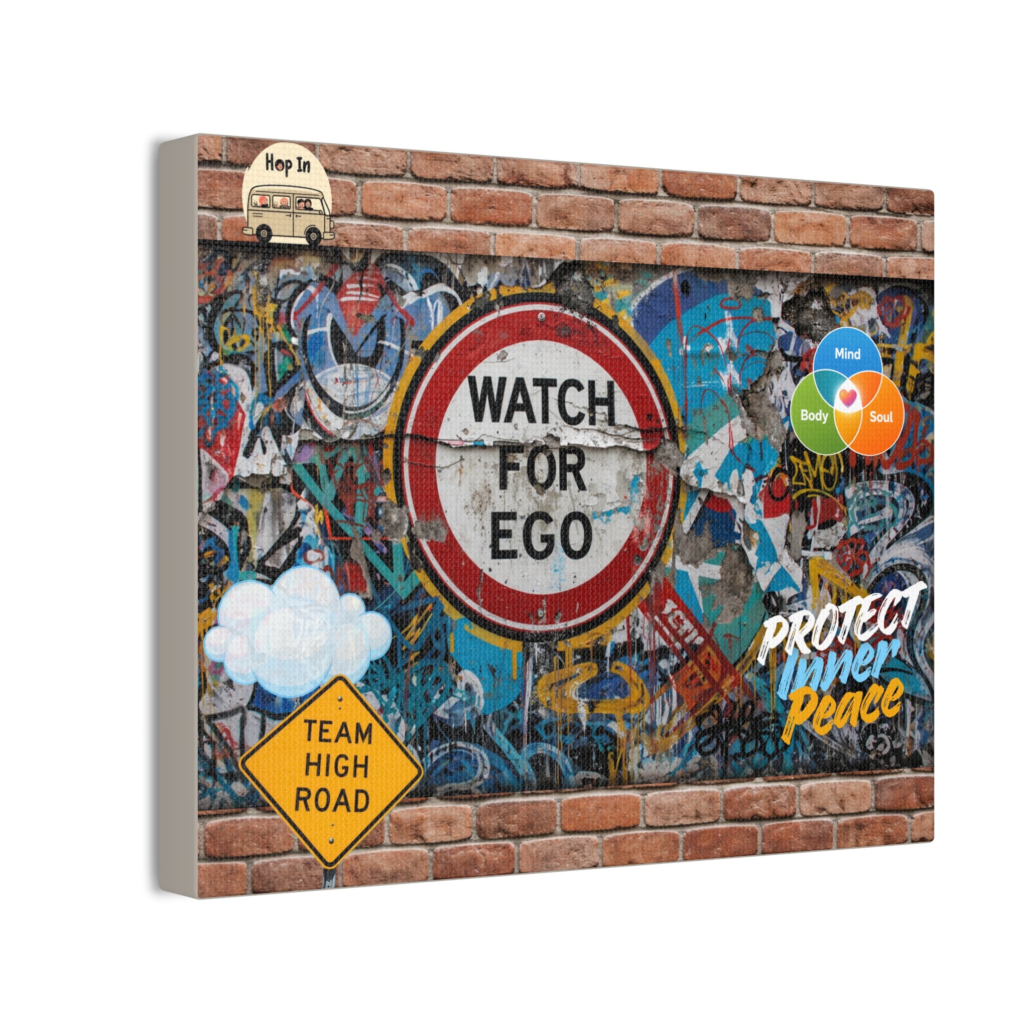 Graffiti Street Art Canvas — "Watch For Ego" Inspirational Wall Art