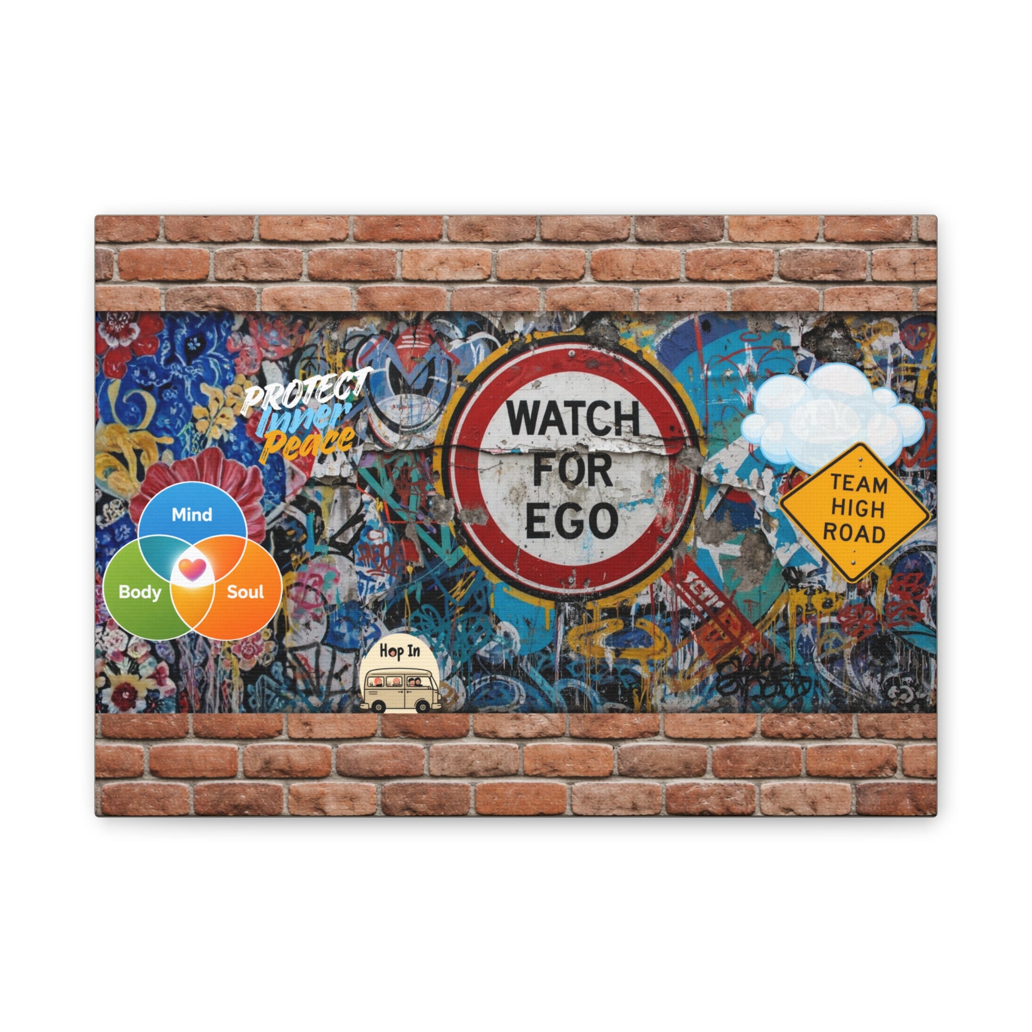 Graffiti Street Art Canvas — "Watch For Ego" Inspirational Wall Art