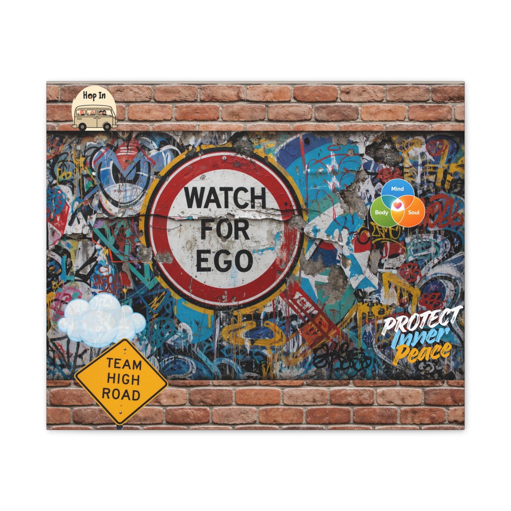 Graffiti Street Art Canvas — "Watch For Ego" Inspirational Wall Art