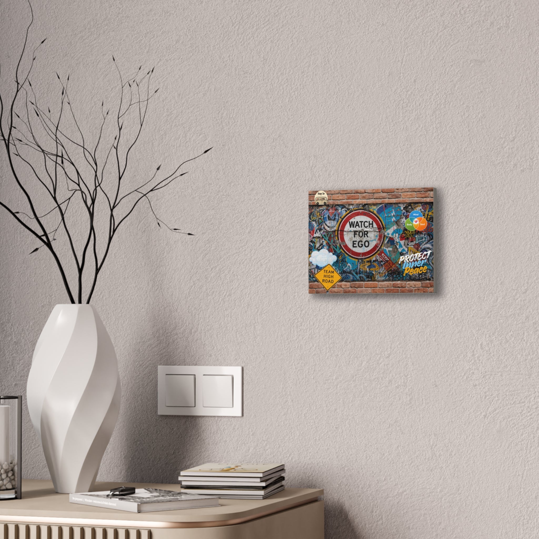 Graffiti Street Art Canvas — "Watch For Ego" Inspirational Wall Art