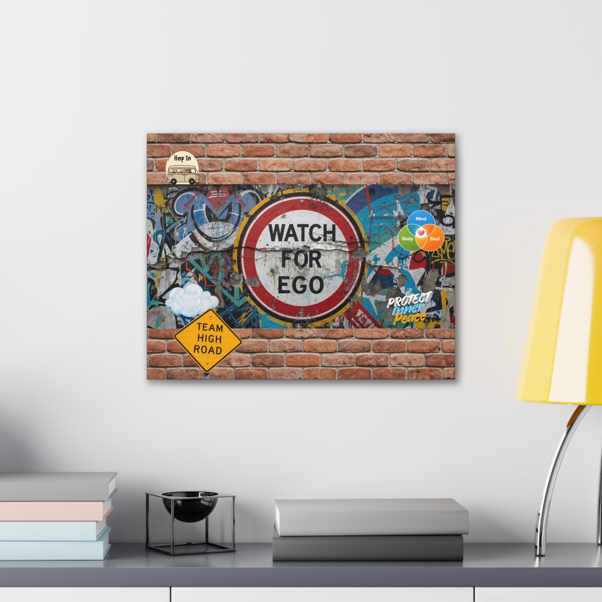 Graffiti Street Art Canvas — "Watch For Ego" Inspirational Wall Art