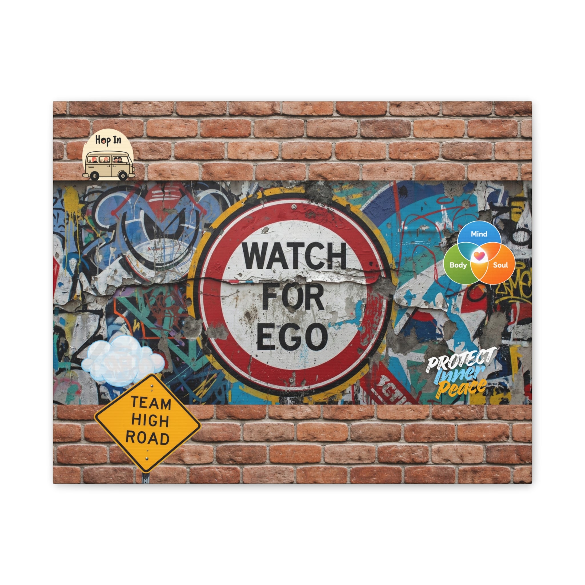 Graffiti Street Art Canvas — "Watch For Ego" Inspirational Wall Art