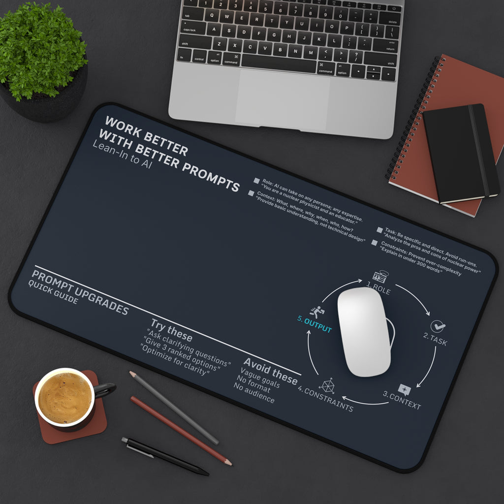 AI Prompt Cheat Sheet Desk Mat | AI is our new reality - Master It to Win