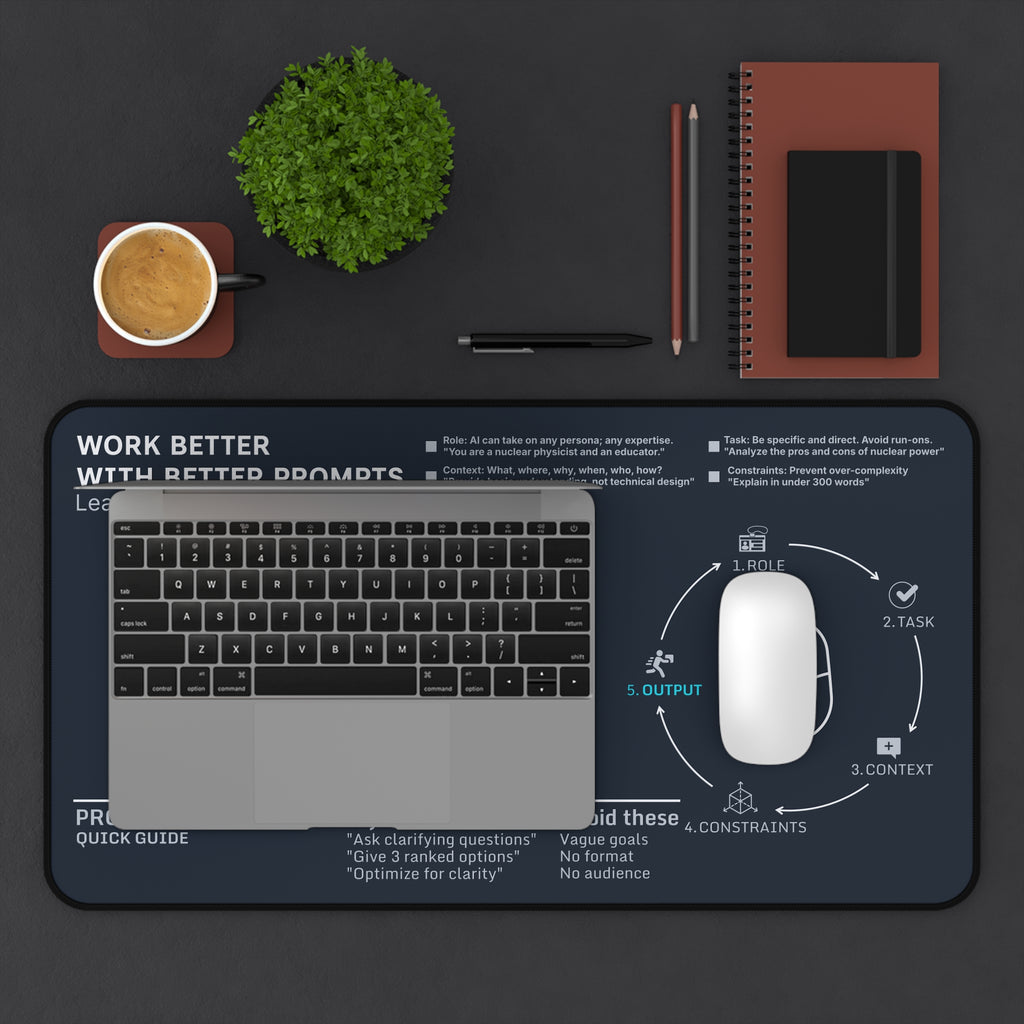 AI Prompt Cheat Sheet Desk Mat | AI is our new reality - Master It to Win