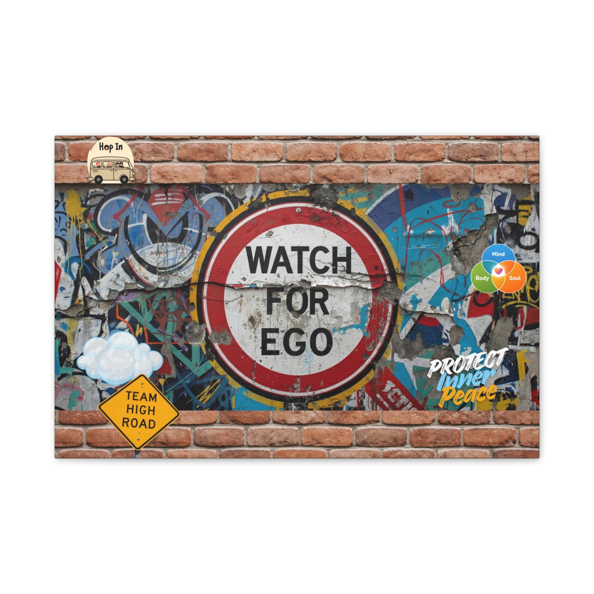 Graffiti Street Art Canvas — "Watch For Ego" Inspirational Wall Art
