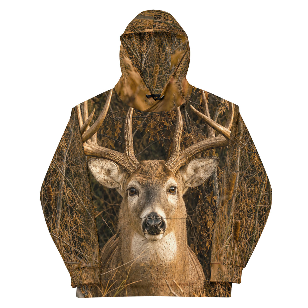 Fitted 3D Deer Print Hooded Sweatshirt