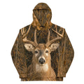 Fitted 3D Deer Print Hooded Sweatshirt