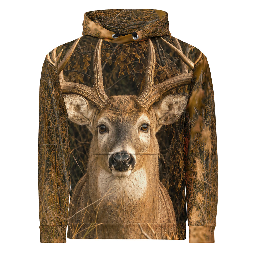 Fitted 3D Deer Print Hooded Sweatshirt