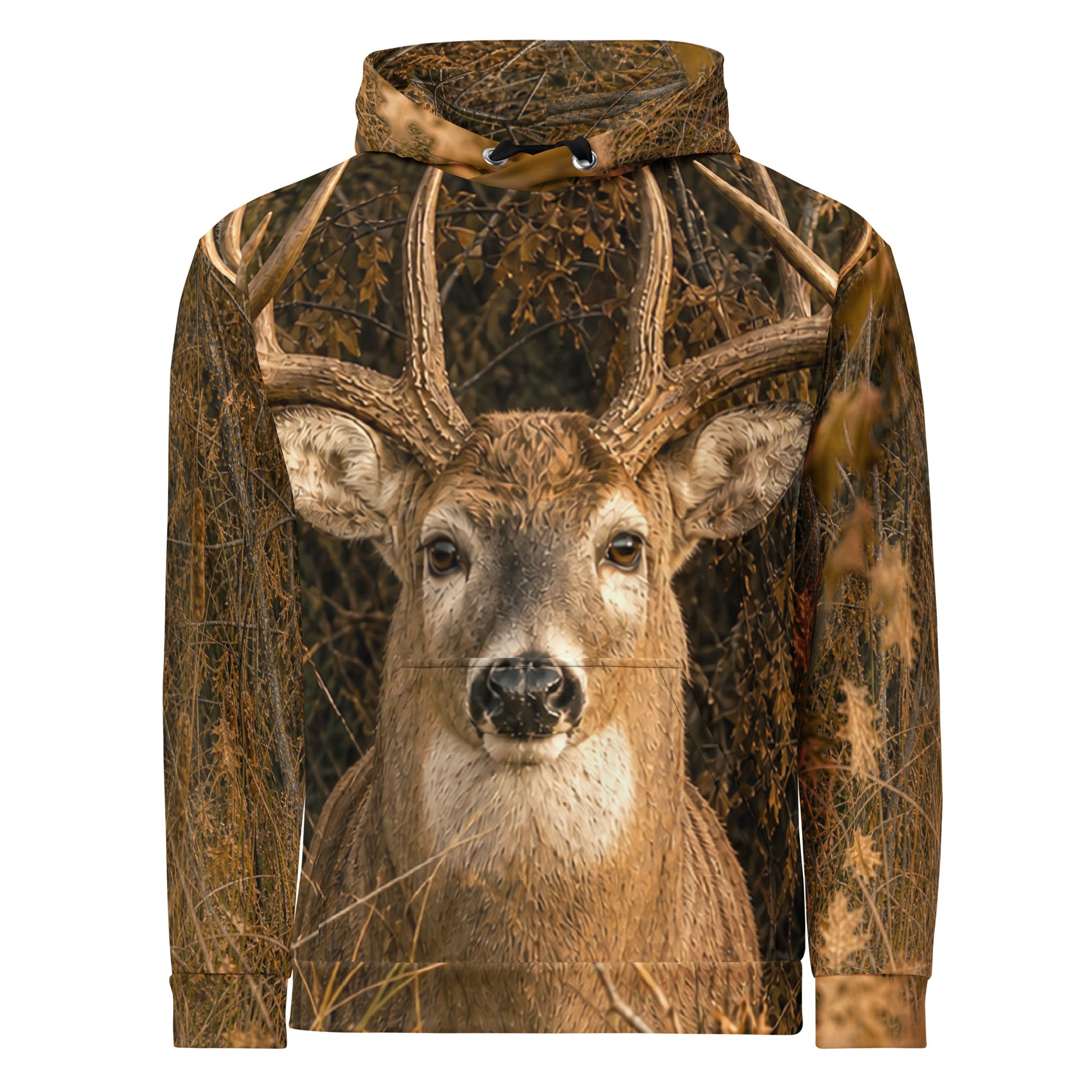 Fitted 3D Deer Print Hooded Sweatshirt
