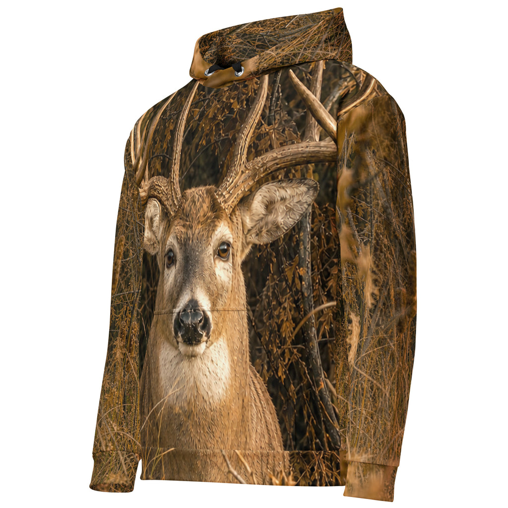 Fitted 3D Deer Print Hooded Sweatshirt